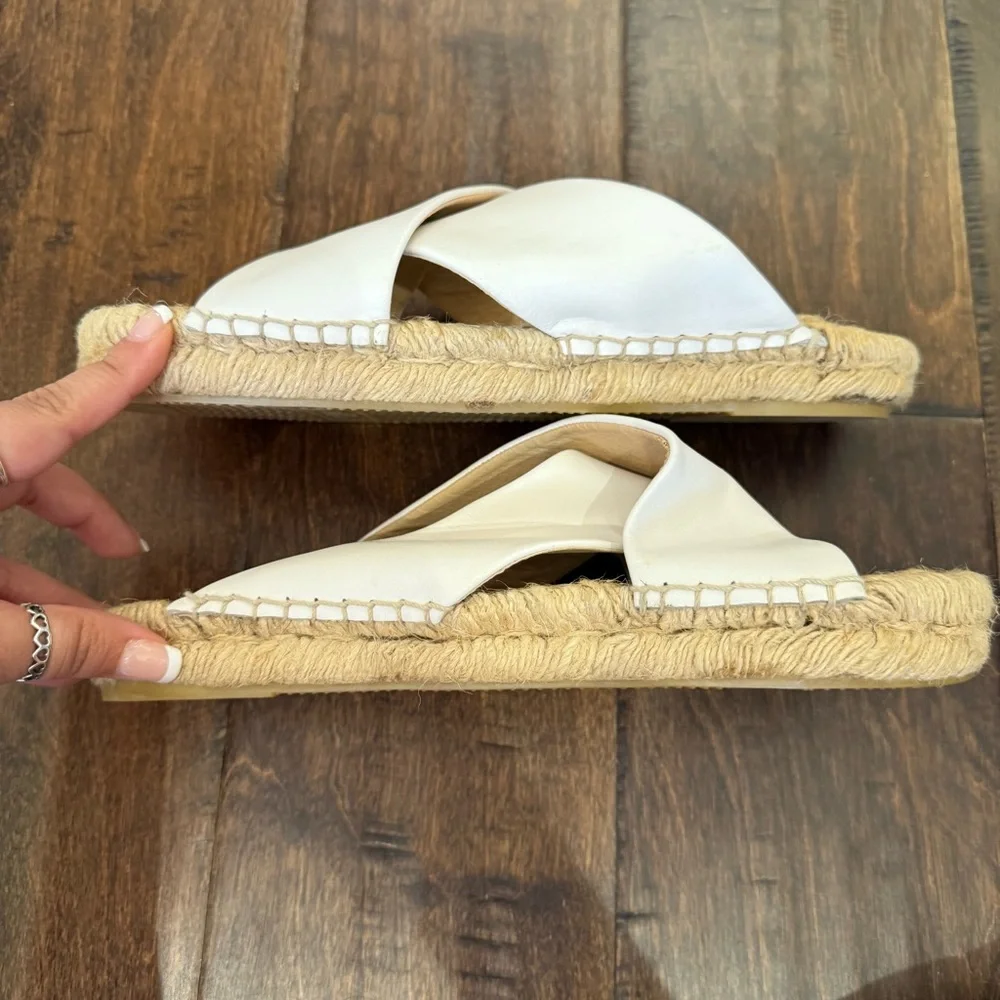 Soludos Criss Cross Platform Espadrilles Sandals White size 7
